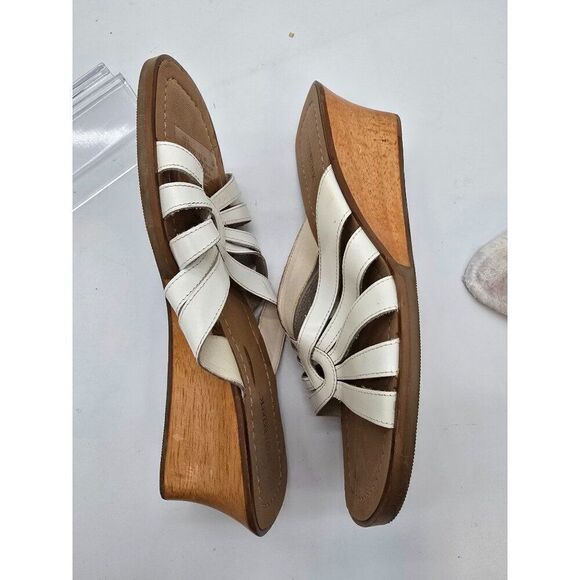 Naturalizer Womens White Leather Wedge Sandals Size 9 - Picture 4 of 6